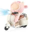 1 Pcs Doll Scooter Doll Vehicles Mini Electric Scooter with Music & Lights Could Rotate 360 Dolls Accessories Cute Scooters Ornaments Battery Not Included (Cream)