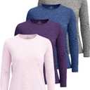 Real Essentials 4 Pack: Women's UPF 50+ Quick Dry Fit Sun Shirts Long Sleeve UV SPF Hiking Top Outdoor 
