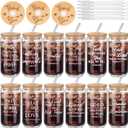Tioncy 12 Pcs Religous Thank You Gifts for Women Appreciation Teacher Nurse Christian Religous Gifts 16oz Glass Cup with Bamboo Lids Straws Coffee Drinking Jars for Coworker