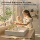 Brushed Gold Bathroom Faucet, 8 Inch Waterfall Bathroom Sink Faucet, Brass Widespread 3 Hole Bathroom Faucets, 2 Handles Faucets for Bathroom Sinks with Pop-up Drain for Vanity