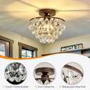 YYJLX Crystal Chandelier, Modern Semi Flush Mount Small Ceiling Light Oil Rubbed Bronze, Mini E26 Ceiling Lamp for Hallway Bedroom Bathroom Closet