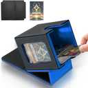 Card Deck Box for MTG Commander, Magnetic Card Display Case,TCG Card Storage Box, Holds 100 Double-Sleeved Cards, Black&Blue