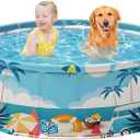 Foldable Swimming Pool for Kids 47.2"x17.7" Hard Plastic Portable Dog Pool Anti-Slip Collapsible Pets Bathtub Kiddie Pool Indoor Outdoor Backyard (Beach Party 48'')