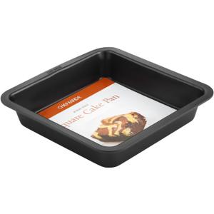 CHEFMADE Square Cake Pan, 8-Inch Bakeware Non-Stick Carbon Steel Pan Deep Dish Oven Baking Mold Baking Tray Ovenware for Cakes, Bread, Pizza, Cookies (Black)