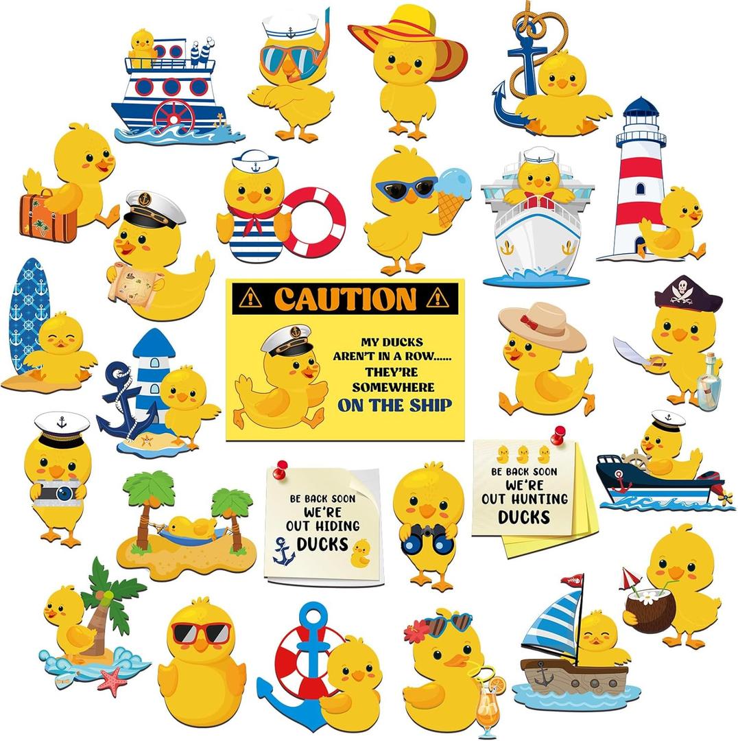 Watersay 27 Pcs Duck Cruise Door Magnet Decorations Ducky Magnetic Stickers Decals Reusable Funny Carnival Cruise Ship Cabin Magnet for Door Decor Car Fridge Refrigerator(Classic)