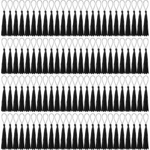 100 Pcs Bookmark Tassels Bulk Black Soft Craft Silky Handmade Mini Tassels for Jewelry Making with Loops for DIY Craft Accessory Dress Decoration