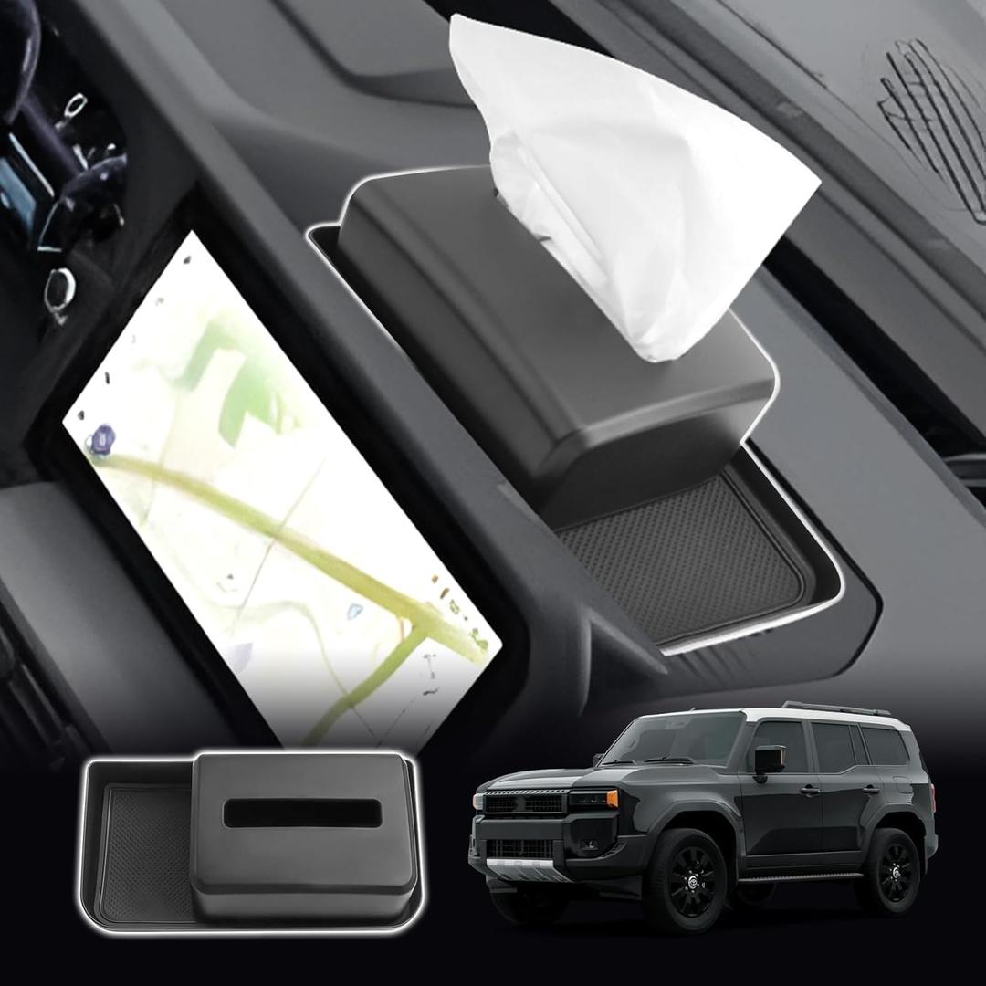 SXCY for 2024 2025 Toyota Land Cruiser Screen Back Organizer 2024 2025 Land Cruiser Dashboard Tray 2024 2025 Land Cruiser Accessories 2025 Land Cruiser Behind Screen Tissue Tray(w/Magnetic Button)