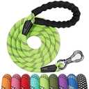 NTR Heavy Duty Dog Leash,20FT Rope Leash for Training with Swivel Lockable Hook,Reflective Threads and Comfortable Handle,Dog Lead Walking,Hunting,Camping Medium Large (Black), 20ft*3/5/''