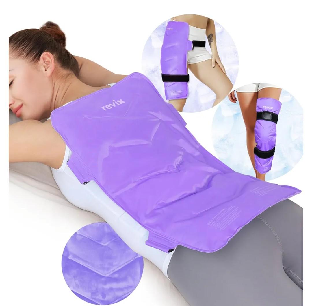 REVIX Extra-Large Back Ice Pack, Reusable Gel Cold Compress Wrap for Full Back Relief, Ideal for Muscle Pain, Tiredness, Recovery, and Sore Muscles – Adjustable Straps, Purple