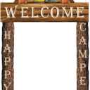 Peryiter 3 Pcs Camping Themed Party Decorations Banner Welcome Porch Sign with 1 Double Sided Tape for Summer Camp Birthday Hawaii Baby Shower Themed Party Activity Decor Door (Happy Style)