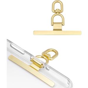 Dadanism Phone Tether Tab, 360 Rotatable Cell Phone Lanyard Patch Ultra-Thin Stainless Steel Universal Lanyard Pad for Phone Lanyard, Compatible with iPhone 16 & Most Smartphones, Gold