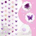 Dunzoom 10 Pack 36 ft 3D Wildflower Butterfly Garland Party Decor 6 Purple Artificial Flower Floral Hanging Vine 4 Butterfly Banner for Spring Birthday Wedding Baby Shower Backdrop Wall Arch Supplies