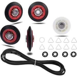 Dryer Repair Kit Drum Roller Idler Pulley Belt Fit for Maytag 3000 Series MEDE500VW1 MEDE300VW1 MEDC215EW1 MED9600SQ0 MED9700SQ0 MEDX500XW0 MEDC700VW0 MEDX600XW0 MGDE500VW2 MGDB850YG1 MEDX700XW0