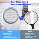 Magnifying Glass with Light and Stand, Foldable Handheld Magnifying Glass 18 LED Illuminated Lighted Magnifier for Macular Degeneration, Seniors Reading, Close Work, Coins, Jewelry White