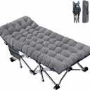 ABORON XXL Camping Cot for Adults, Oversized 78"×32" Folding Camping Bed, 900LBS Heavy Duty Outdoor Sleeping Cot with Mattress Pad, 1200D Oxford, Portable with Carry Bag