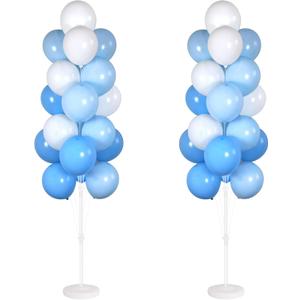 Balloon Column Kit Set of 2 With Balloons Included - with Base, and Pole,Balloon Tower Backdrop Decoration for Wedding, Baby Shower, Birthday Party, or Bachelorette Parties (Blue)