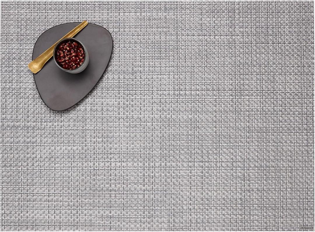 Chilewich Basketweave Placemats - Woven Placemats Set of 4 - Reusable, Stain-Resistant, Indoor/Outdoor Tabletop Protection - Shadow - 14" x 19" Rectangle