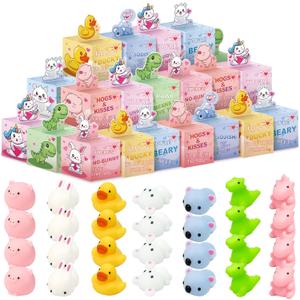 Gocozer 28 Pack Valentines Day Gifts for Kids Classroom, Mochi Squishy Valentines Cards Boxes for Kids, Squishies Valentines Animals Exchange Gifts for School Class Party Favor