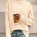 PRETTYGARDEN Casual Long Sleeve Oversized Sweaters for Women 2026 Loose Mock Neck Pullover Sweater Ribbed Knit Fall Clothes (S)