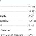 Knape & Vogt John Sterling, 2-1/2" Hook Adjustable Steel Shelf and Rod Bracket, Fits Shelves 11" - 14", Fits Closet Poles up to 1-3/8" in Diameter, RP-0042-BWT, White