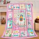 SweetFox Just A Girl Who Loves Llama Blanket, Alpaca Decor Throw Blanket Gifts for Girls Boys Lovers Super Warm Soft Plush Fleece Flannel Winter Bedding Blankets for Kids Adults Men Women 50"X40"