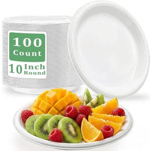 100 pcs 10 Inch White Plastic Plates, Disposable Plates for Thanksgiving
Sturdy BPA-free disposable plates. Durable & break-resistant. Ideal for picnic, Thanksgiving, birthdays, and events.