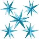 Light Blue Star Balloons Foil Mylar Spike Ballons Giant Frozen Birthday Party Decorations for Baby Shower Gender Reveal Bachelorette Snowflake Pool Beach Fishing Ocean Under the Sea Party Supplies,  Pearlescent Blue