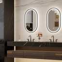 Keonjinn Oval LED Bathroom Mirror 20x32 Inch, Black Beveled Metal Frame, Frontlit & Backlit Bathroom Mirror with 3 Color Tempurature, Dimmable Lighted Mirrors for Wall with Anti-Fog, HD Tempered Glass