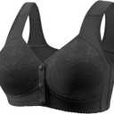 Daisy Lace Bras for Women Front Closure No Underwire Comfort Senior Wireless Snap Closing Bra Black 38D