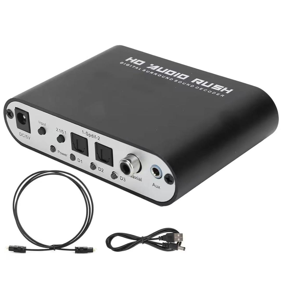 Digital to Analog 5.1 Channel Stereo AC3 Audio Converter Optical SPDIF Coaxial AUX 3.5mm to 6 RCA Sound Decoder Amplifier