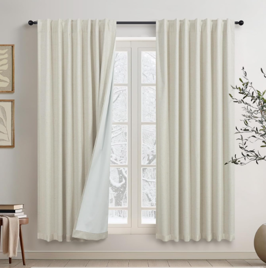 DANCURTON Beige Short Black Out Curtains Long for Bedroom Window Treatments Boho Kitchen Farmhouse Thermal Cooling Curtains for Summer Heat Living Room Bathroom 2 Panel Set