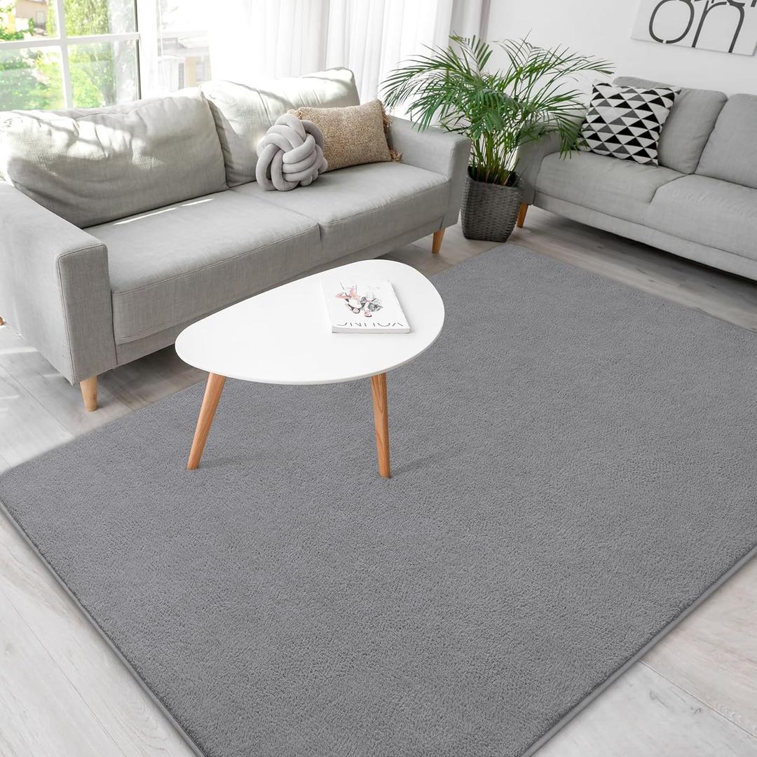 Grey Area Rugs 4x6, Soft Memory-Foam for Bedroom, Thick for Nursery Room, Washable Dorm Apartment Floor Carpet