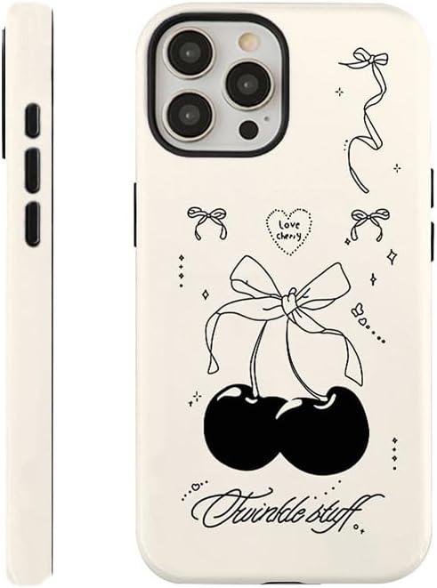Case for iPhone 11 Pro Max [Compatible with MagSafe], Black Cherry Bow Phone Case for Teen Girl Women Kids Scratch Resistant Shockproof