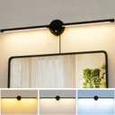31inch Plug in Bathroom Vanity Light, 6000K Black Wireless Vanity Lights with Remote Control, Black Bar Mirror Light for Bathroom Mirror