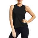 MIER Women's Sleeveless Workout Tops Breathable Lightweight Tank Tops for Women Athletic Running Tennis Yoga, Black, M