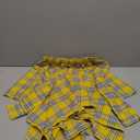 Women's Plaid Skirts High Waisted Knot Front Asymmetrical Hem Mini Skater Skirt (Yellow, L)