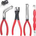 4 Pieces Electrical Disconnect Pliers for Cars, Automotive Electrical Plug with 8 Pcs Terminal Removal Tools, Connector Disconnect Tool and Connector Separator and Hose Clamp Pliers (Red)