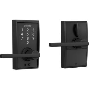 Schlage Touch Century Electronic Lock with Lever Handle, Touchscreen Keypad, Keyless Front Door Entry, Matte Black, FE695 CEN 622 LAT