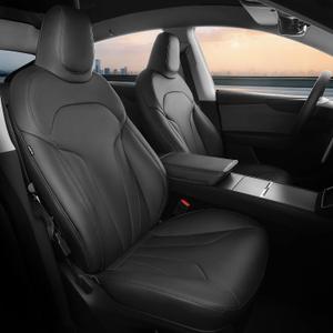 Custom for Tesla Model Y Juniper Seat Covers 2025-2026 Black | upgraded 1:1 custom Fit, premium faux leather, 5 seaters, waterproof & breathable, airbag compatible
