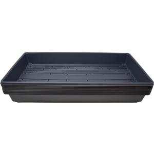 10 Plant Growing Trays (WITH Drain Holes) - 20" x 10" - Perfect Garden Seed Starter Grow Trays: for Seedlings, Indoor Gardening, Growing Microgreens, Wheatgrass & More - Soil or Hydroponic (Black)