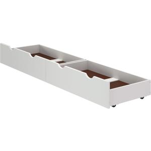 White Wood Underbed Storage Drawers on Wheels - Bedroom Dresser Organizer Shelf - Set of 2 - Perfect for Small Spaces and Storing Clothes - 9 3/8 in. H - Works with Any 9.75 in. and Bed Frame