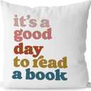 KEUSPI Reading Pillow Cover It's a Good Day to Read a Book Decor Reading Decor Throw Pillow Cover 18x18, Trendy Bookish Classroom Decor Pillow Cover for Book Lover Home Decor,Bookish Gifts