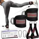 FitBeast Ankle Straps for Cable Machines Women, Ankle Strap Set - Glute Kickback Ankle Strap & Gym Handles, Gym Ankle Straps for Resistance Bands, Booty Workouts, Leg Extensions, Hip Abductors (Black)