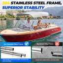 3 Bow Bimini Tops for Boats with Heavy Duty 304 Stainless Steel Frame & Hardware, 600D Oxford Boat Canopy Includes 2 Straps & 2 Rear Support Poles, Storage Boot, Durability & Stability