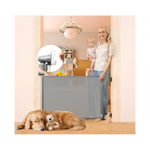 55” Wide No Drill Retractable Pet Gates for Doorways No Drilling Retractable Baby Gate No Drill Retractable Dog Gates for The House 33” Tall Mesh Dog Gate Indoor Retractable Gate Outdoor Baby Gates