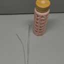 MUKOKO 24oz Glass Water Bottle with 2 Lids-Handle Flip Lid&Bamboo Straw Lid,Motivational Water Tumbler with Time Marker Reminder and Silicone Sleeve, Leakproof-Pink