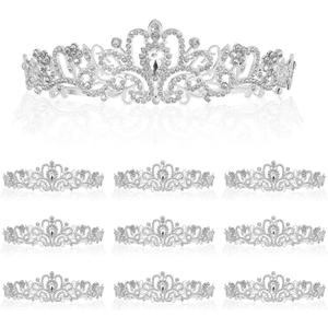 10 Pcs Crystal Tiara Crowns for Women, Tiara Crown Crystal Princess Tiaras Rhinestone Queen Headband Hair Accessories Gifts for Women Girls Teens Brides Bridal Wedding Prom Birthday Party