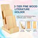 2 Pieces 3-Tier Pine Wood Literature Holder pamphlet display stand Trifold Brochure Organizer Flyer Holder Postcard Display and Countertop Wooden Display Stand Book Display for Magazine Pamphlet