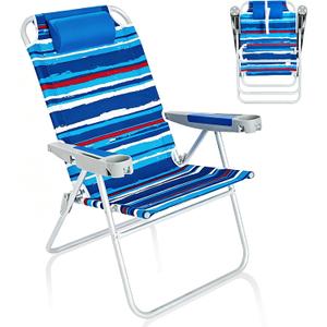 SUNNYFEEL Tall Folding Beach Chair Lightweight, Portable Sand Chair for Adults Heavy Duty 500 LBS with Cup Holders, Foldable High Camping Lawn Chairs for Camp/Outdoor/Picnic/Concert/Sports, 1-Pack