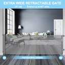 80 Inch Wide Baby Gate for Stairs Prevent Kid/Pet from Getting Through Retractable Outdoor Safety Gates for Toddlers Retractable Scratch-Resistant Mesh Dog Gate Indoor Doorway Gates for Pets, Gray